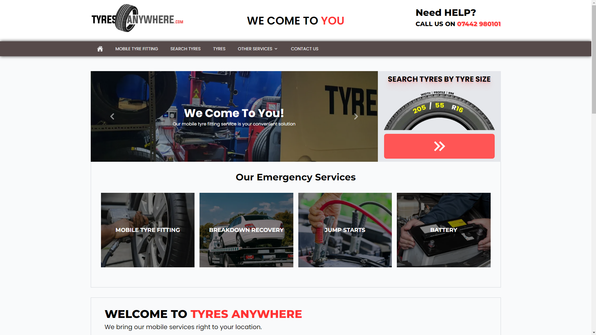 Home page of Tyres Anywhere